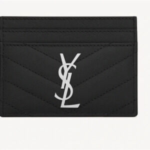 YSL Monogram Card Case in Grained Leather
